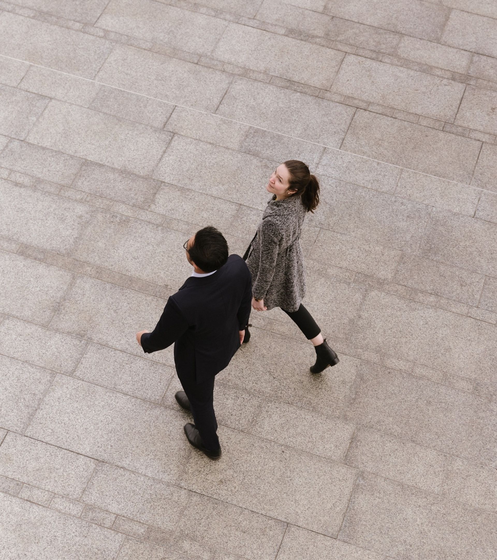 Man and woman walking together