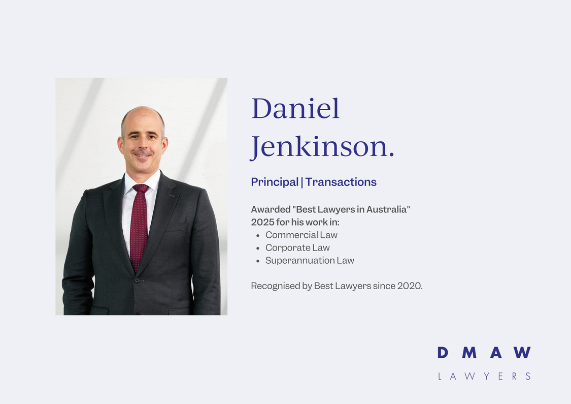 Awarded "Best Lawyers in Australia" 2025 for his work in Commercial Law Corporate Law Superannuation Law