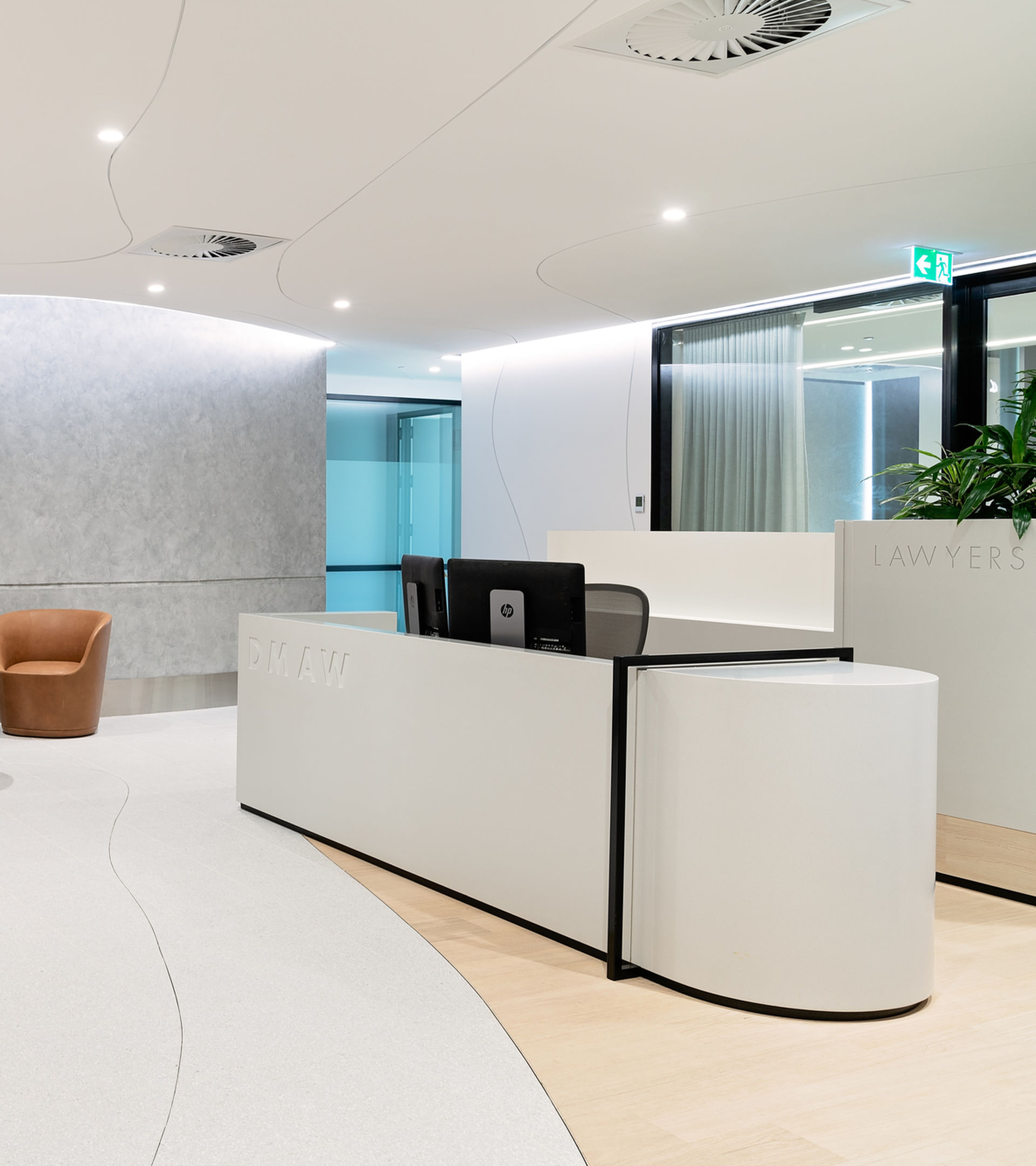 DMAW Lawyers sleek reception area from side view