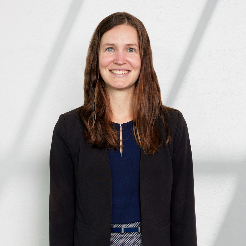 Young female Caucasian lawyer, with long brown hair posing for her headshot.