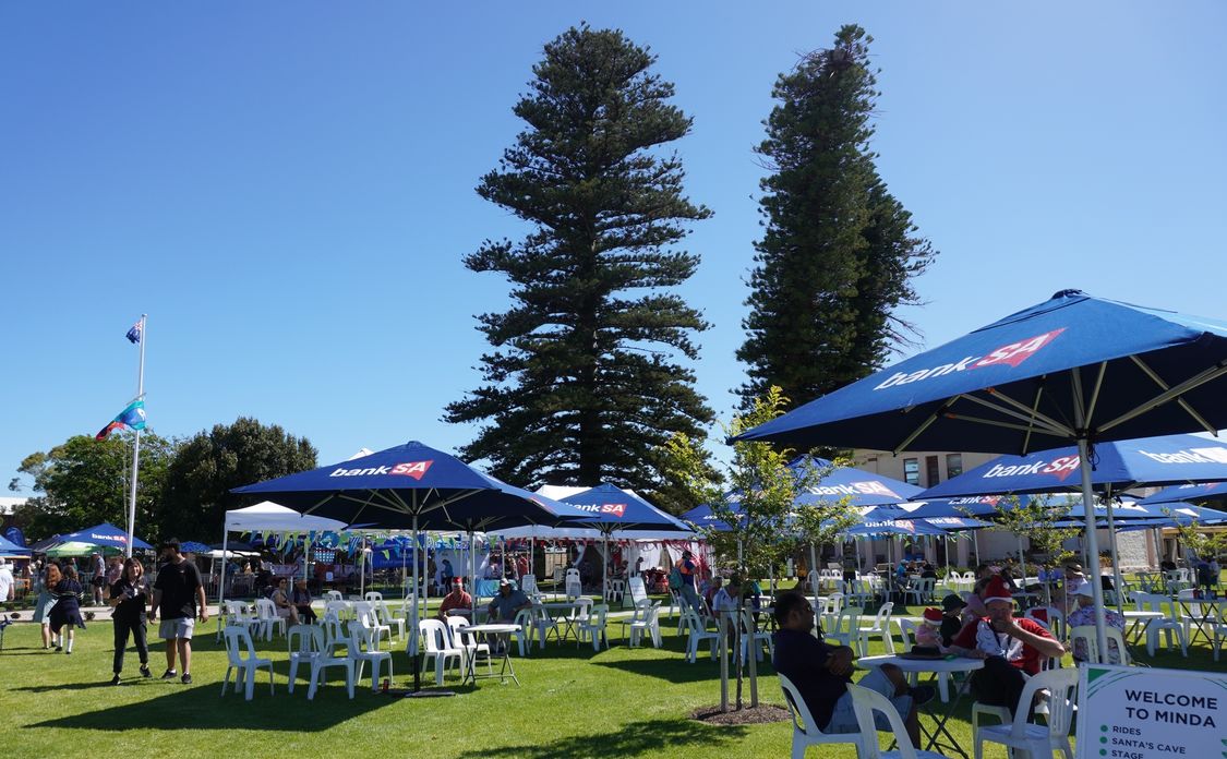 Small festival like set-up with Bank SA tents and chairs